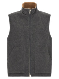 Gray Virgin Wool Sleeveless Jacket