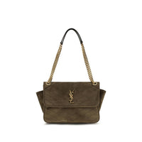Bicolor Suede Leather Shoulder Bag