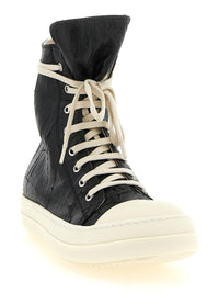 Black Cotton High Top Sneakers