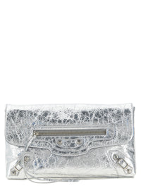 Silver Lamb Leather Clutch Bag